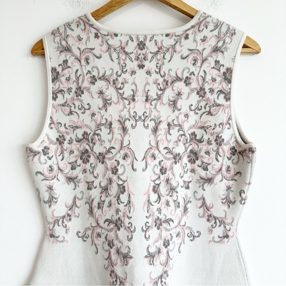 BCBG Max Azria "Wilma" Fit Flare Dress Women's Large Floral Pink Cream - Picture 4 of 10